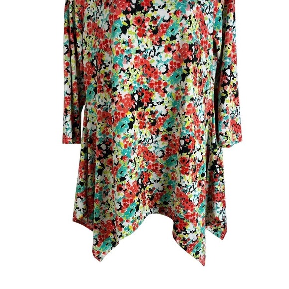Valerie Stevens Women's Tops Multicolor Sz Sm Tunic Blouse Keyhole Cutout Floral - Picture 11 of 15